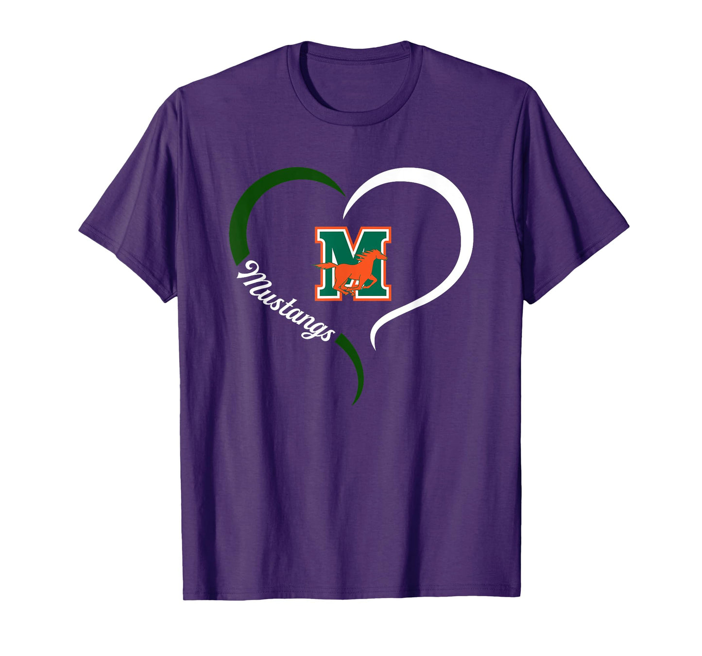 Mandarin Mustangs Logo Half Heart Slogan HS T-Shirt