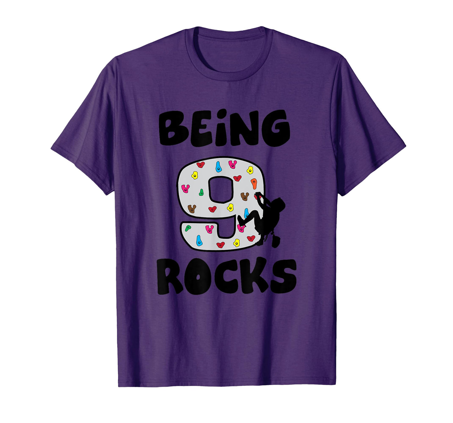 Rock Climbing Funny 9 Years Old 9th Birthday Gift For Kids T-Shirt