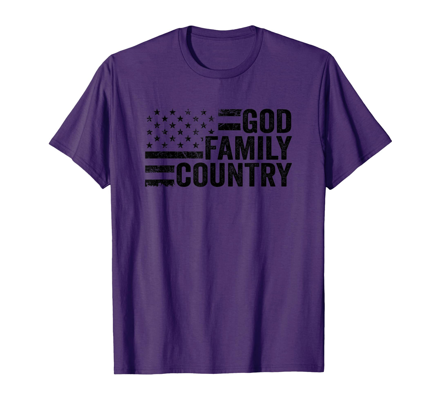 God Family Country - USA Patriotic Christian American Flag T-Shirt for Women Men