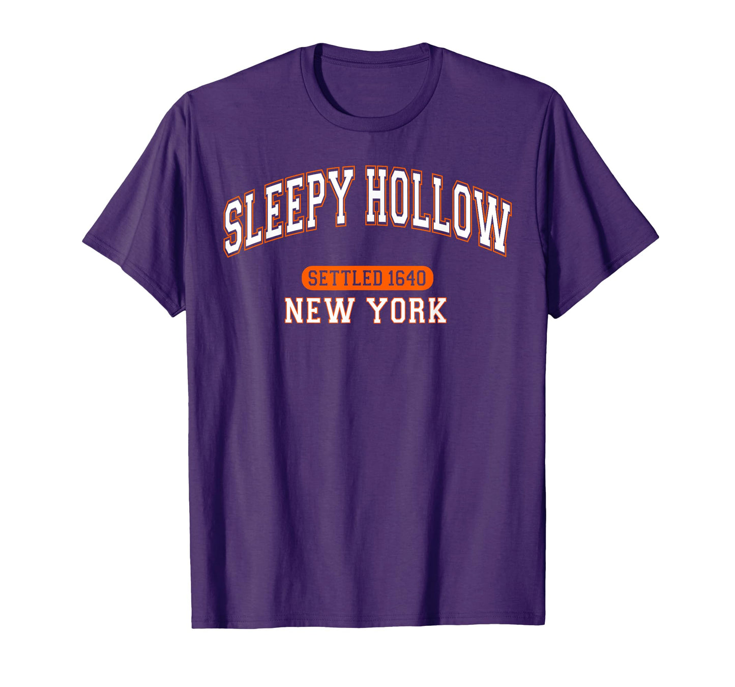 Sleepy Hollow New York Settled 1640 Sports White Orange T-Shirt