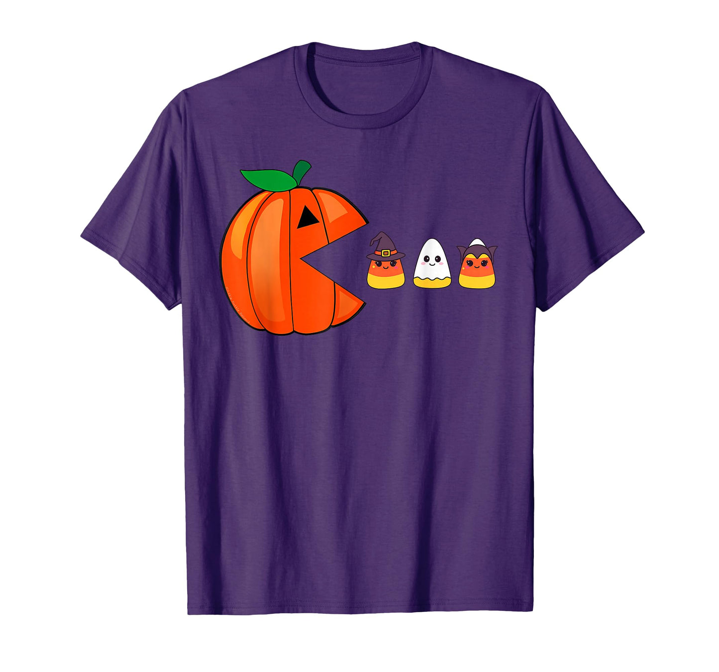 Funny Halloween Pumpkin Eating Candy Corn Women Kids T-Shirt