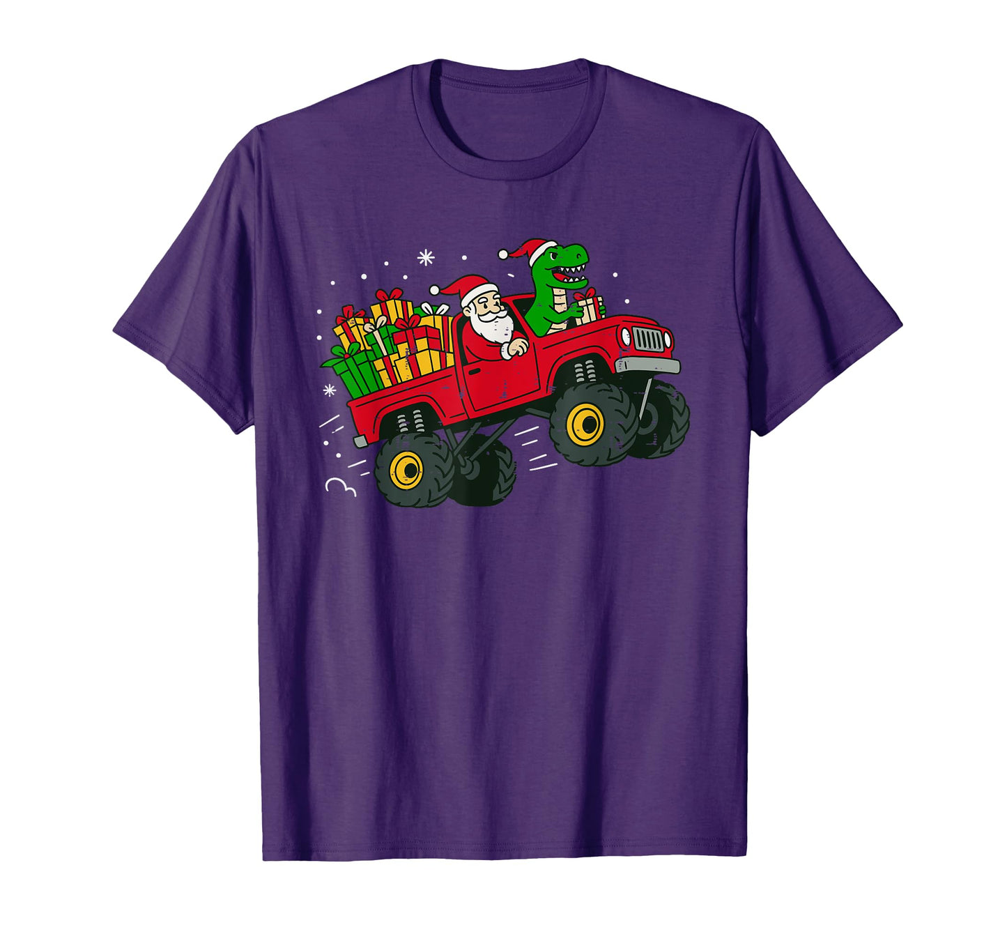 Santa Dinosaur Truck Christmas Winter Holiday for Kids Boys T-Shirt