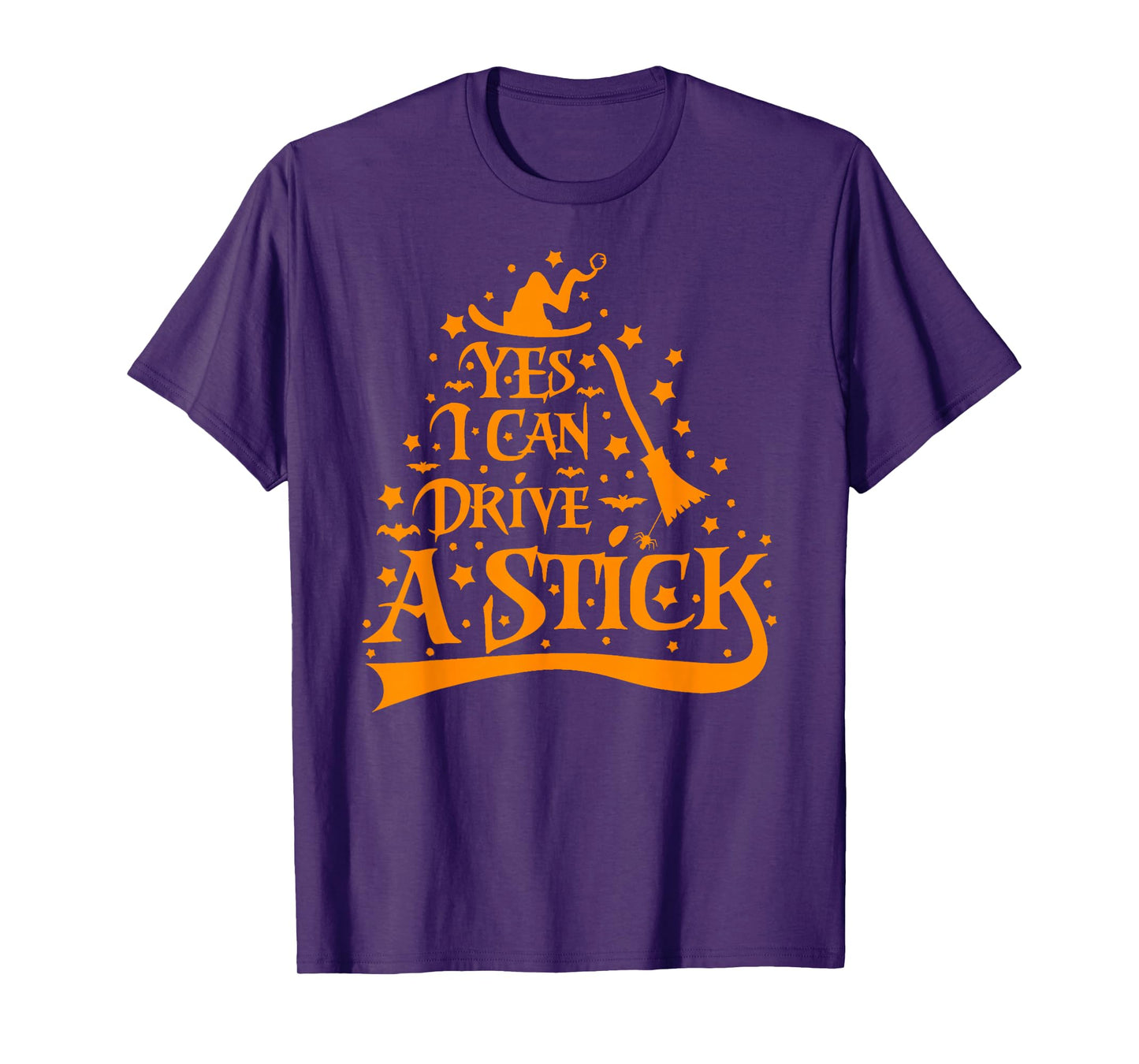 Yes I Can Drive A Stick Funny Halloween Witch Women T-Shirt