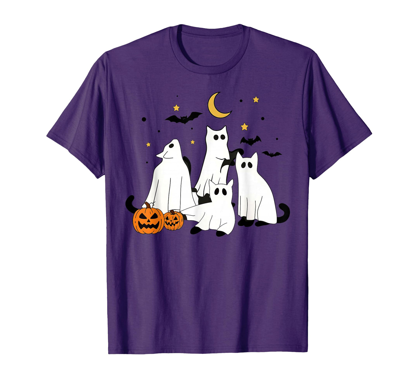 Vintage Spooky Cat Ghosts Cat Lover Halloween Women Girls T-Shirt