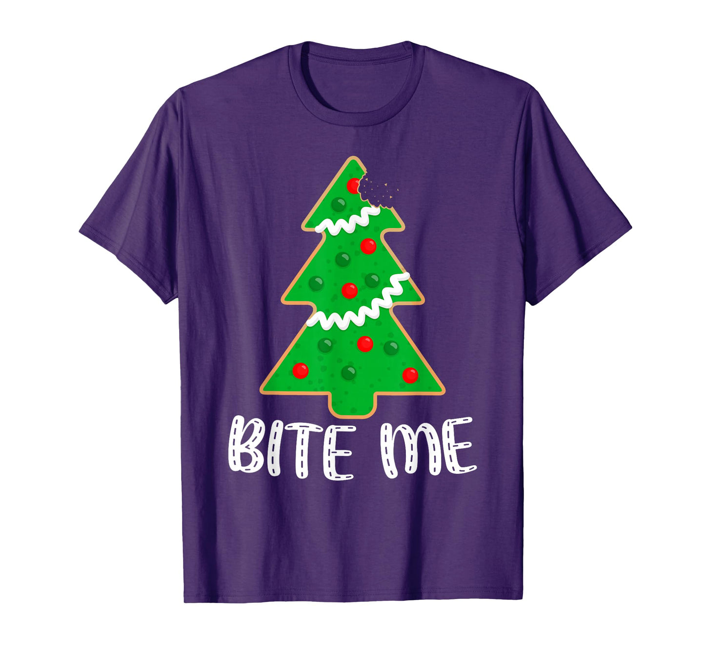 Bite Me Funny Christmas Tree Cookie Sarcastic Xmas Holiday T-Shirt