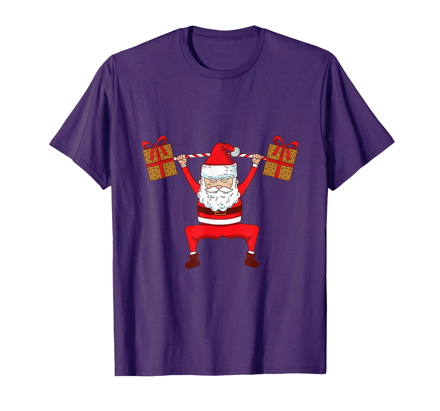 Santa Weight Lifting Christmas Exercise Gym T-Shirt