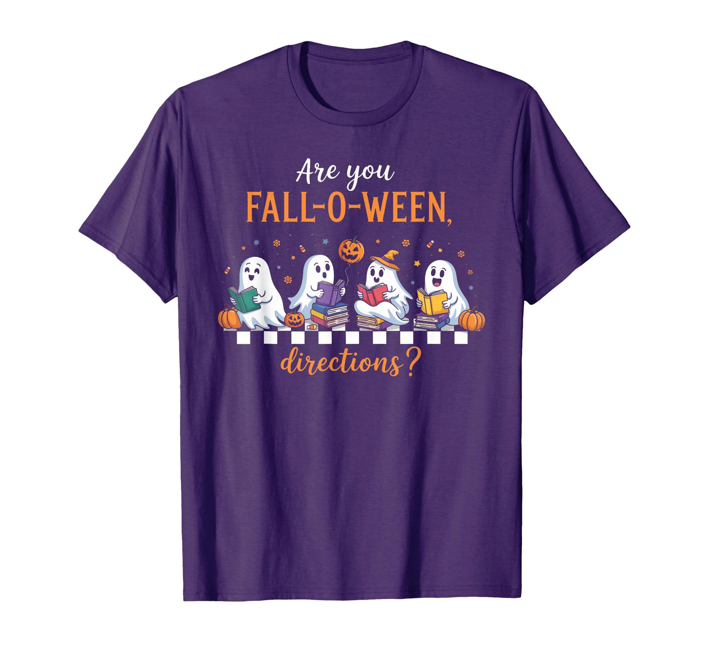 Retro are You Fall O Ween Directions Teacher Halloween Ghost T-Shirt
