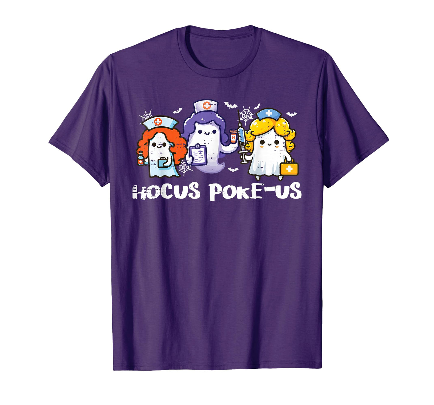 Halloween Ghost Nurse Hocus Poke Us Costume Scrub Top Women T-Shirt