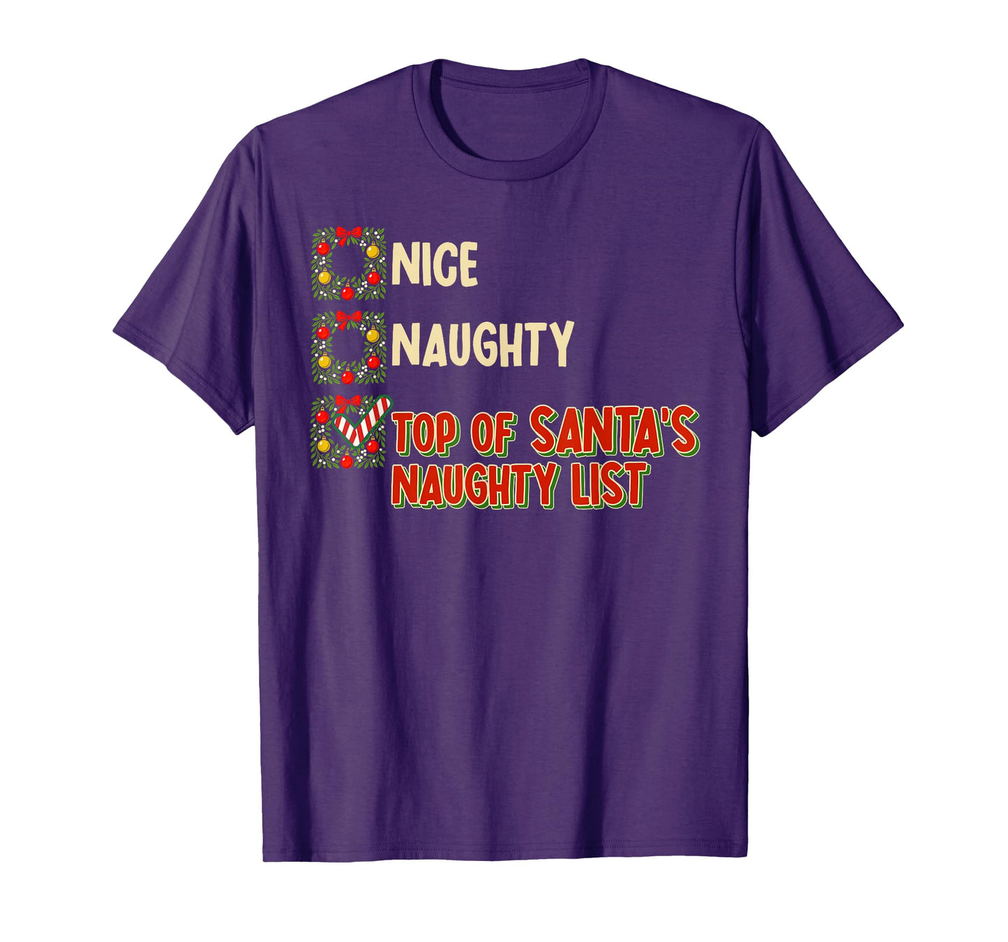 Naughty Checklist Humor Funny Christmas Holidays T-Shirt