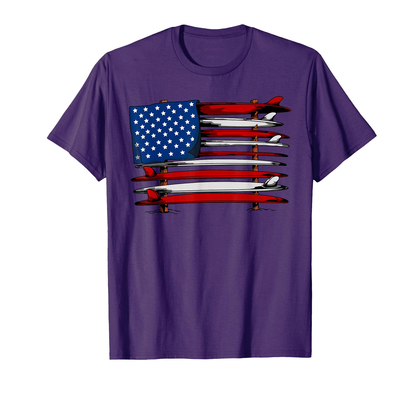 Surfboard USA American Flag Vintage Surfing Surf Surfer Dude T-Shirt