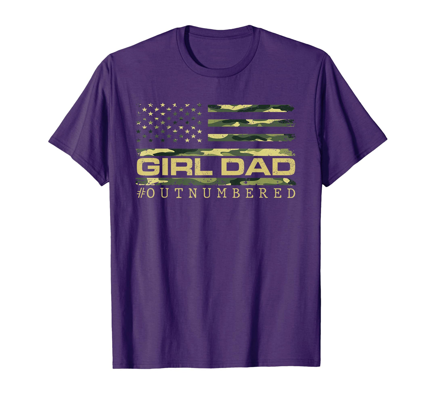 Girl Camo Dad American USA Flag Dad Of Girls 4th Of July T-Shirt