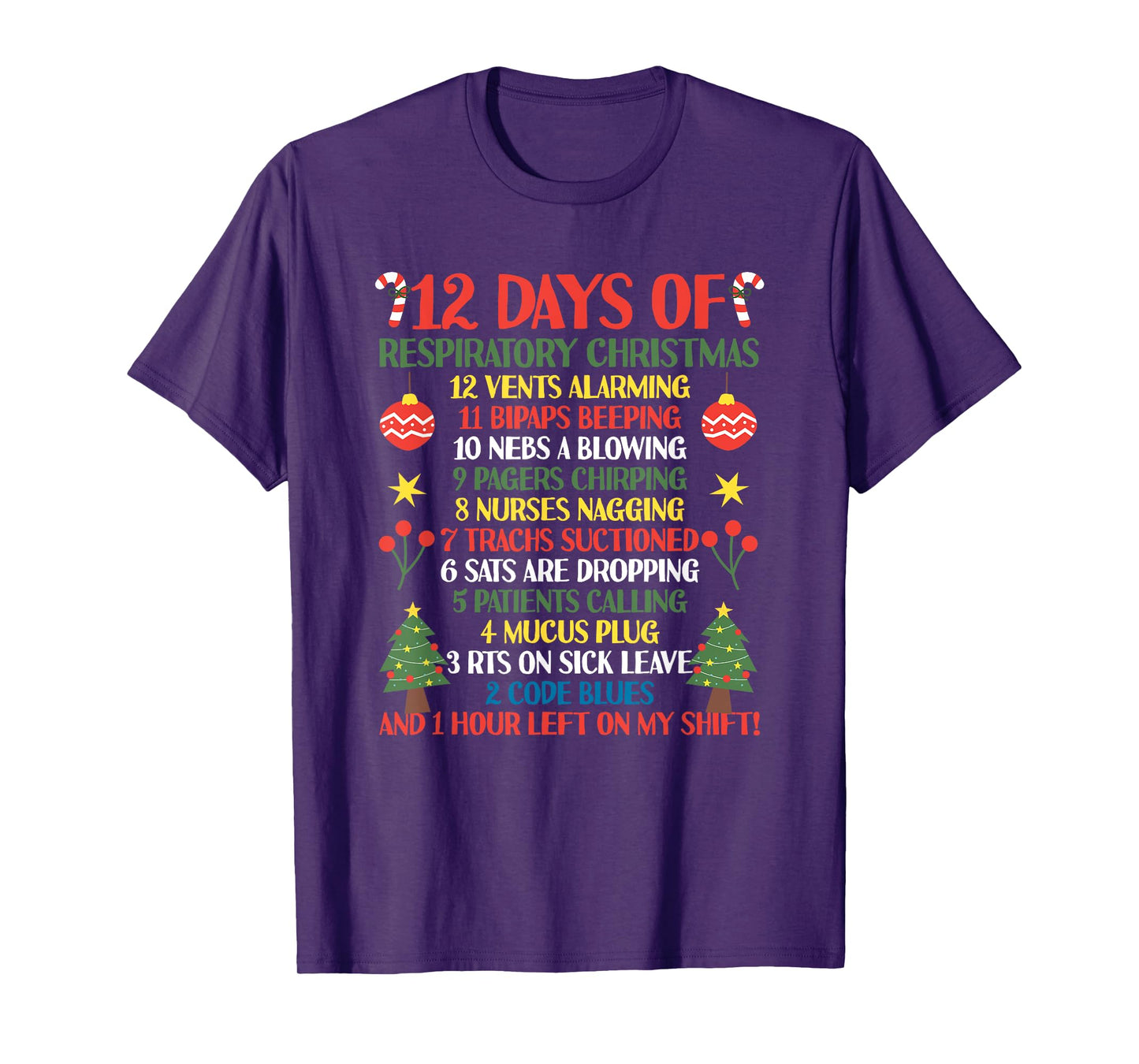 12 Days Of Respiratory Therapist Christmas Funny RT Xmas T-Shirt
