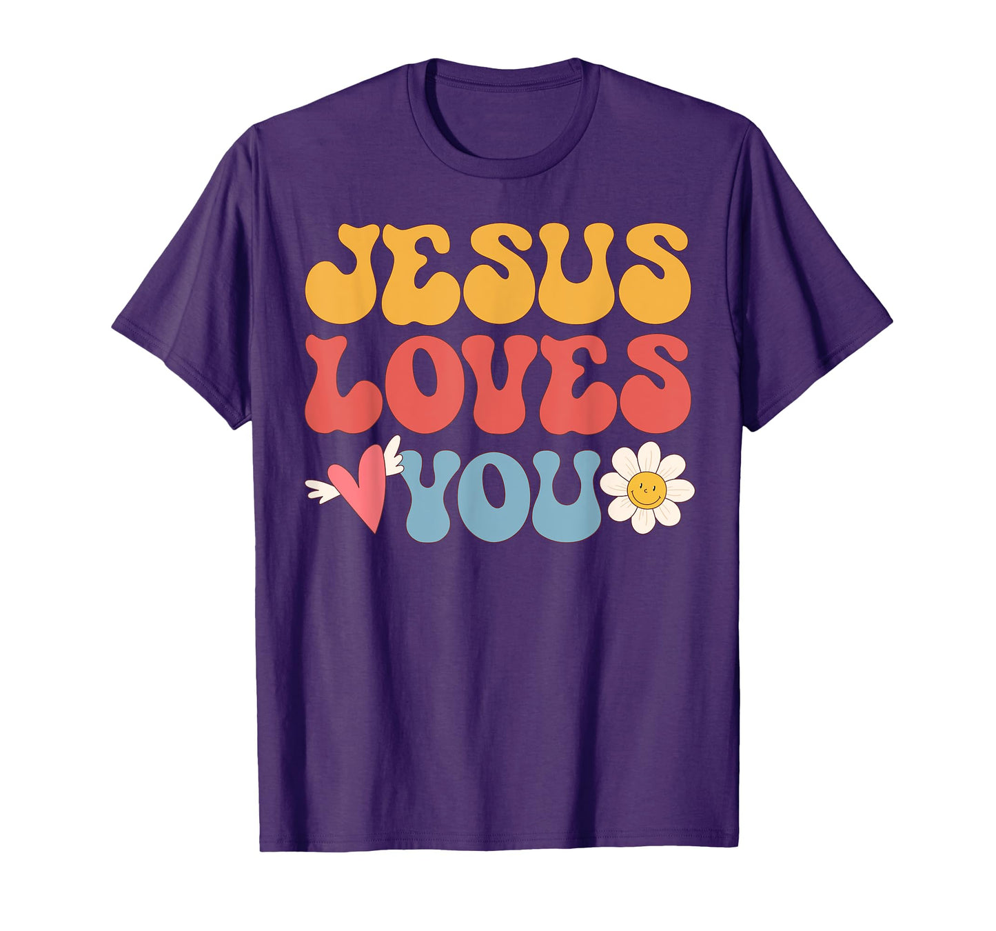 Groovy Jesus Loves You Christian 70's Hippie T-Shirt