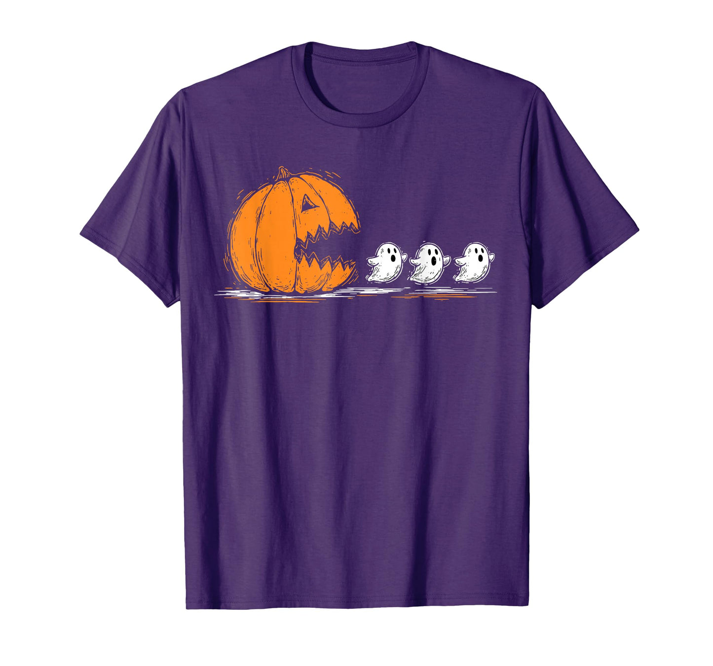 Halloween Gamer Pumpkin Eating Ghost Costume Men Boys Kids T-Shirt