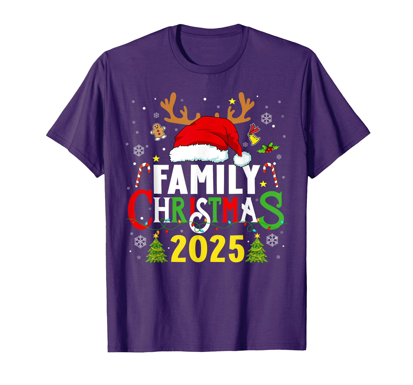 Family Christmas 2025 Santa Hat Reindeer Group Xmas Pajamas T-Shirt