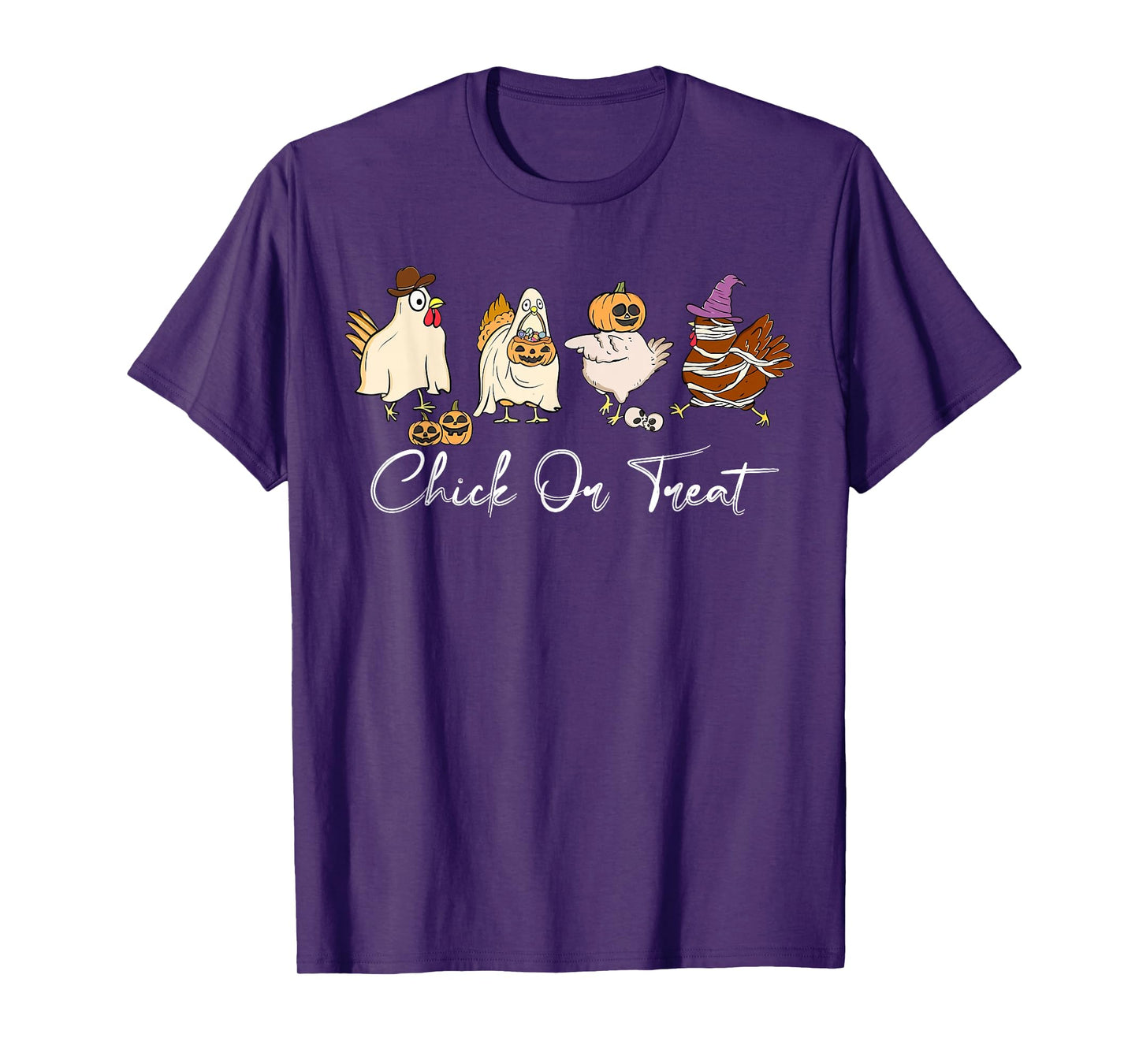 Funny Chick Or Treat Halloween Pumpkin Ghost Skeleton Spooky T-Shirt