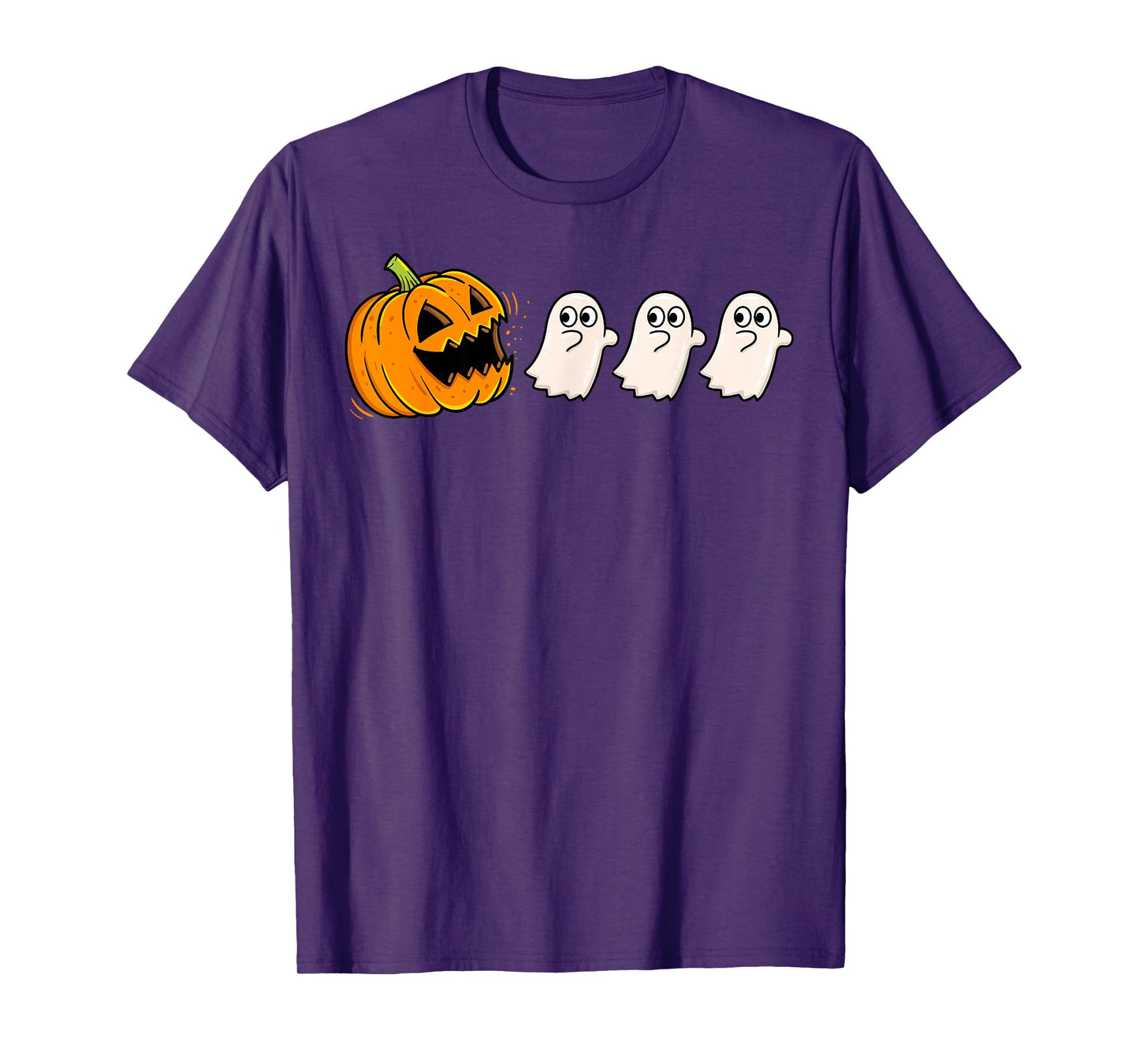 Pumpkin Eating Ghosts Halloween Gamer Costume Boys Kids T-Shirt