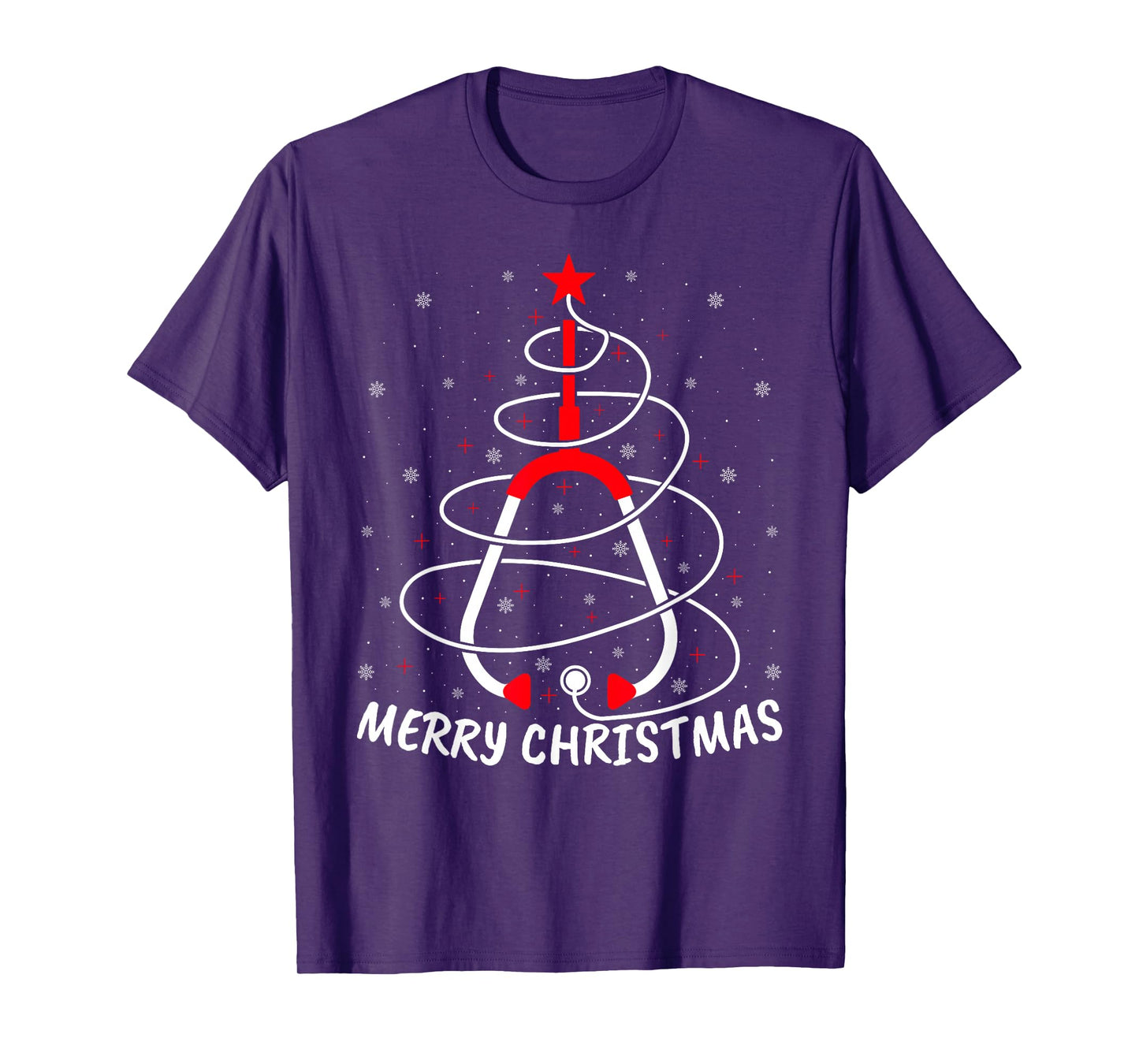 Nurse Stethoscope Christmas Tree Lights Funny Nurse Xmas T-Shirt