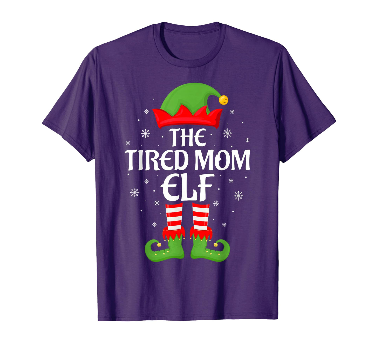 Tired Mom Elf Xmas Family Matching Elf Squad Christmas Women T-Shirt