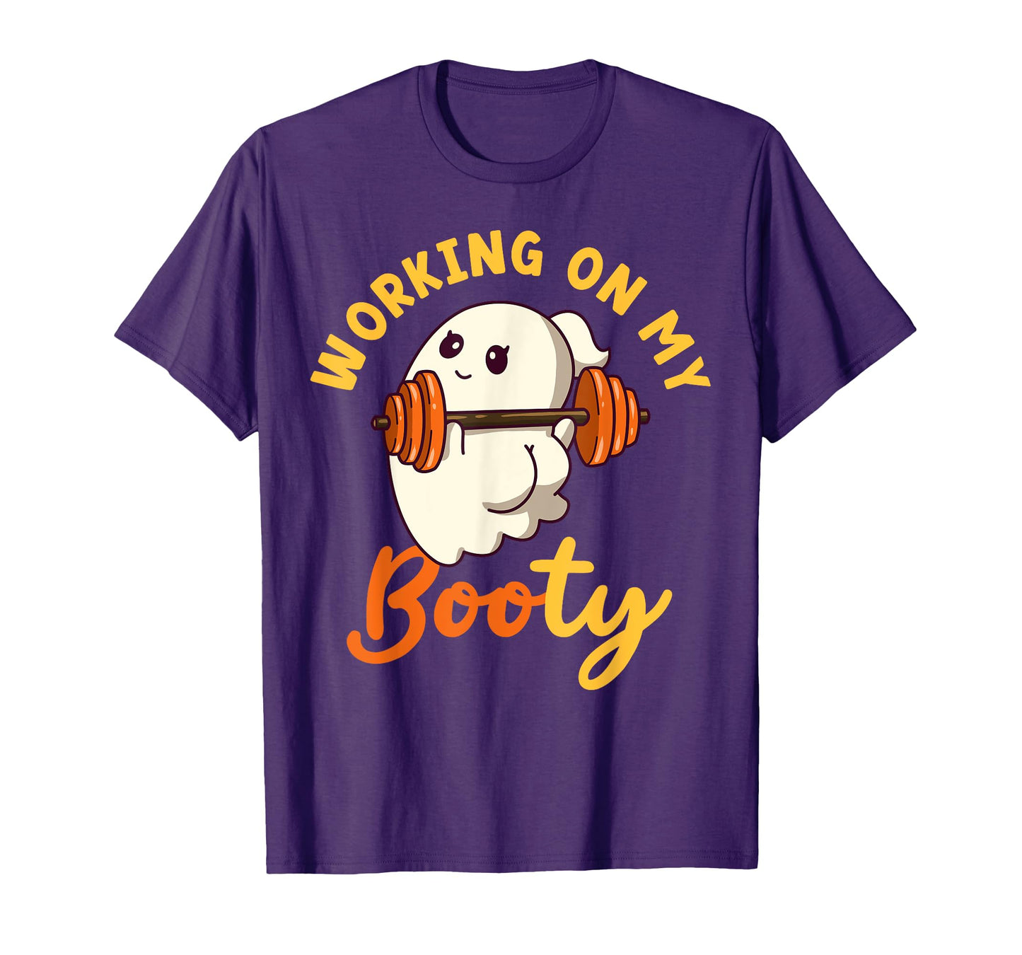 Working On My Booty Boo-Ty Funny Halloween Gym Ghost Pun T-Shirt