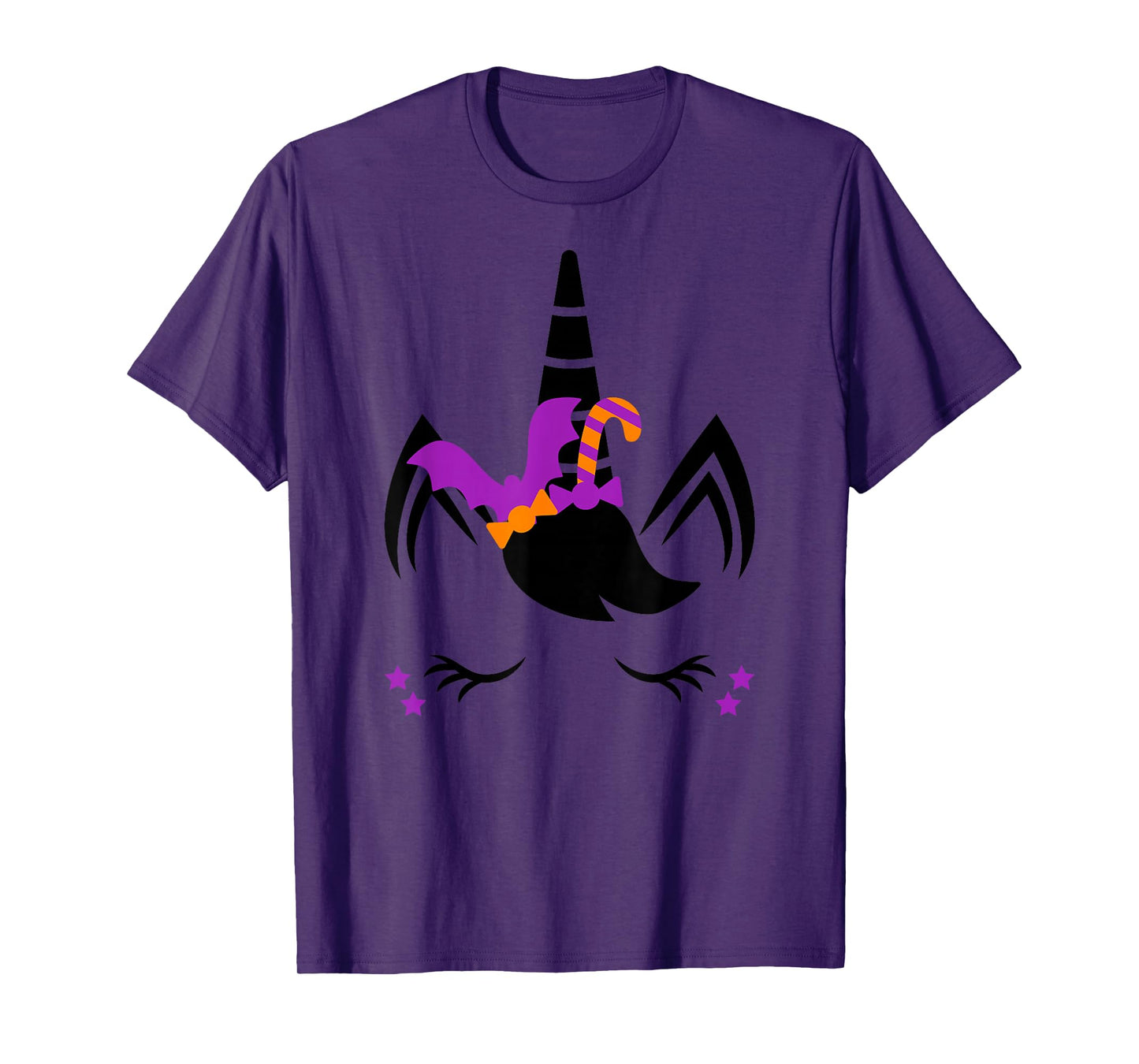 Unicorn Face Eyelashes Bat Candy Scary Halloween Costume T-Shirt