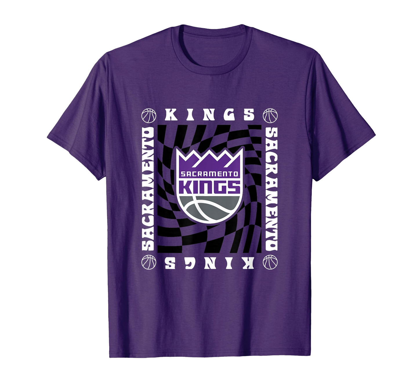 NBA Sacramento Kings Retro Checkerboard Wave T-Shirt