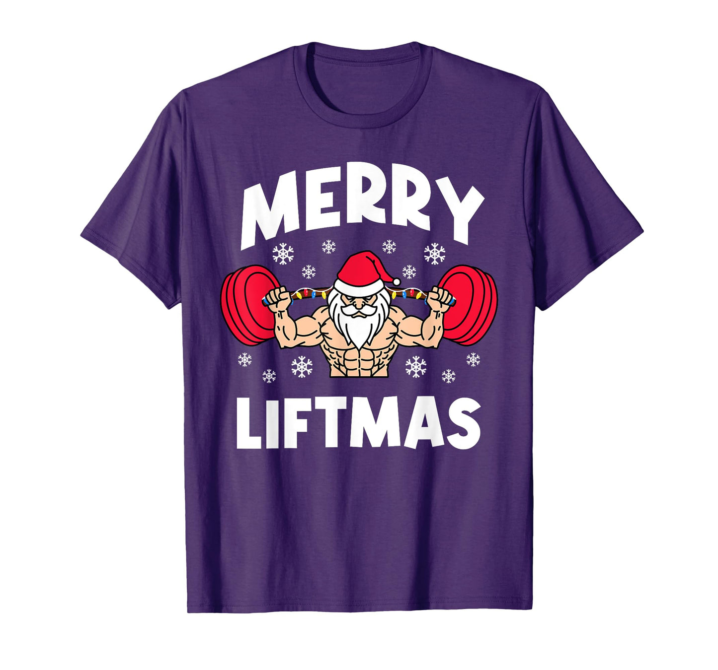 Funny Merry Liftmas Weightlifters Christmas Gym Workout T-Shirt