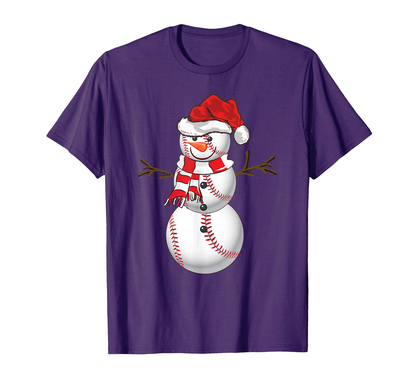 Baseball Snowman Xmas Pajamas Baseball Player Christmas T-Shirt