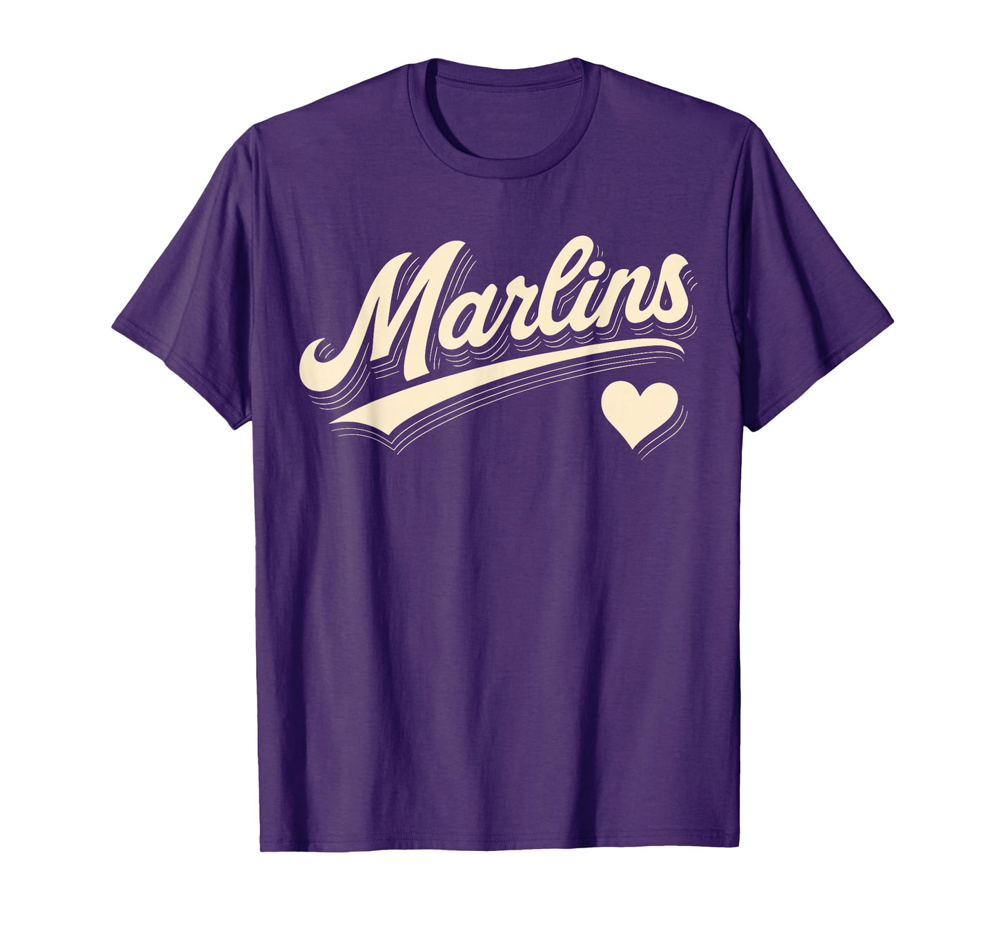 Marlins Retro Typography Tee With Heart Gift For Men Women T-Shirt