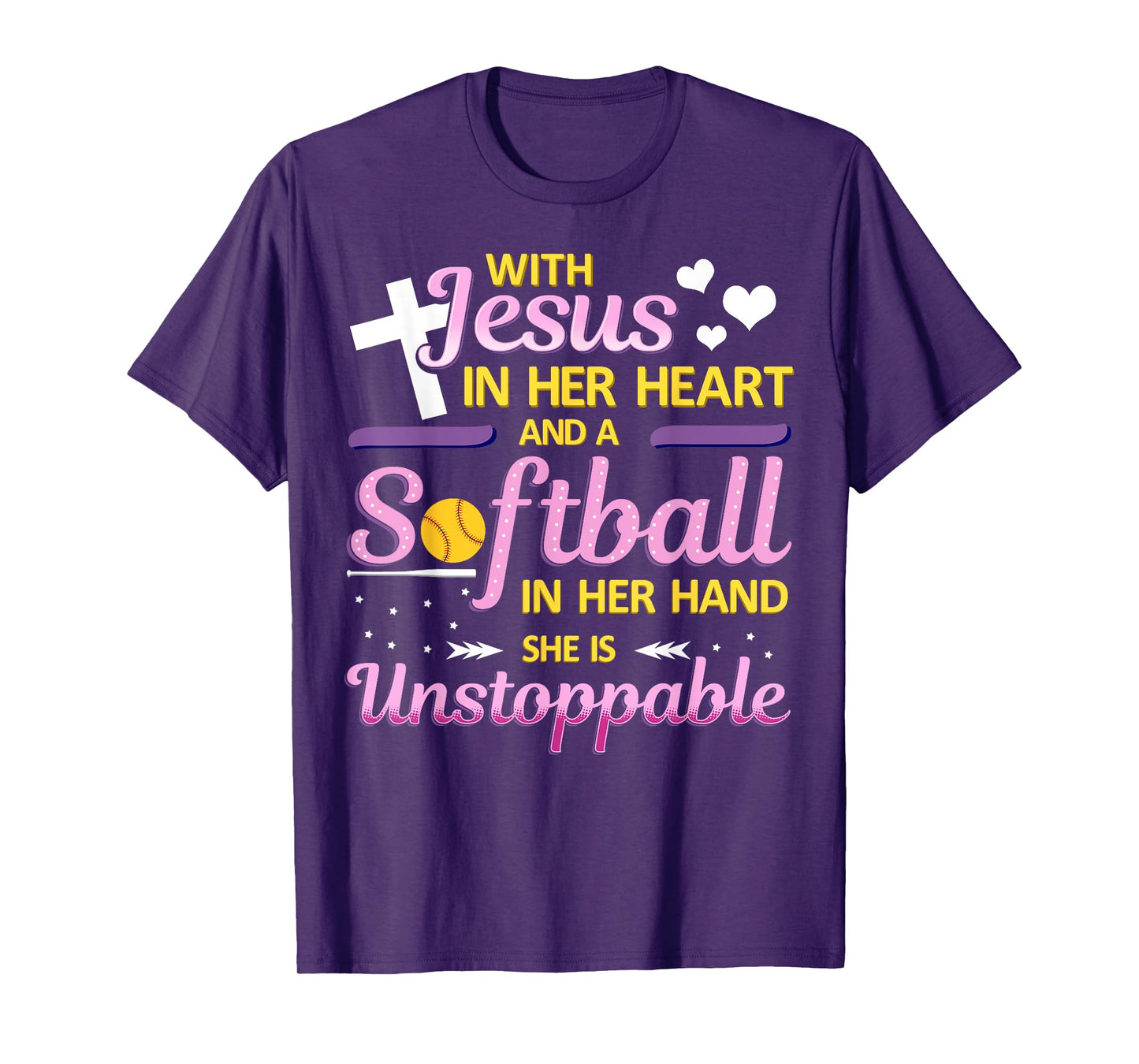 Jesus in Her Heart and Softball in Her Hand Christ Baseball T-Shirt