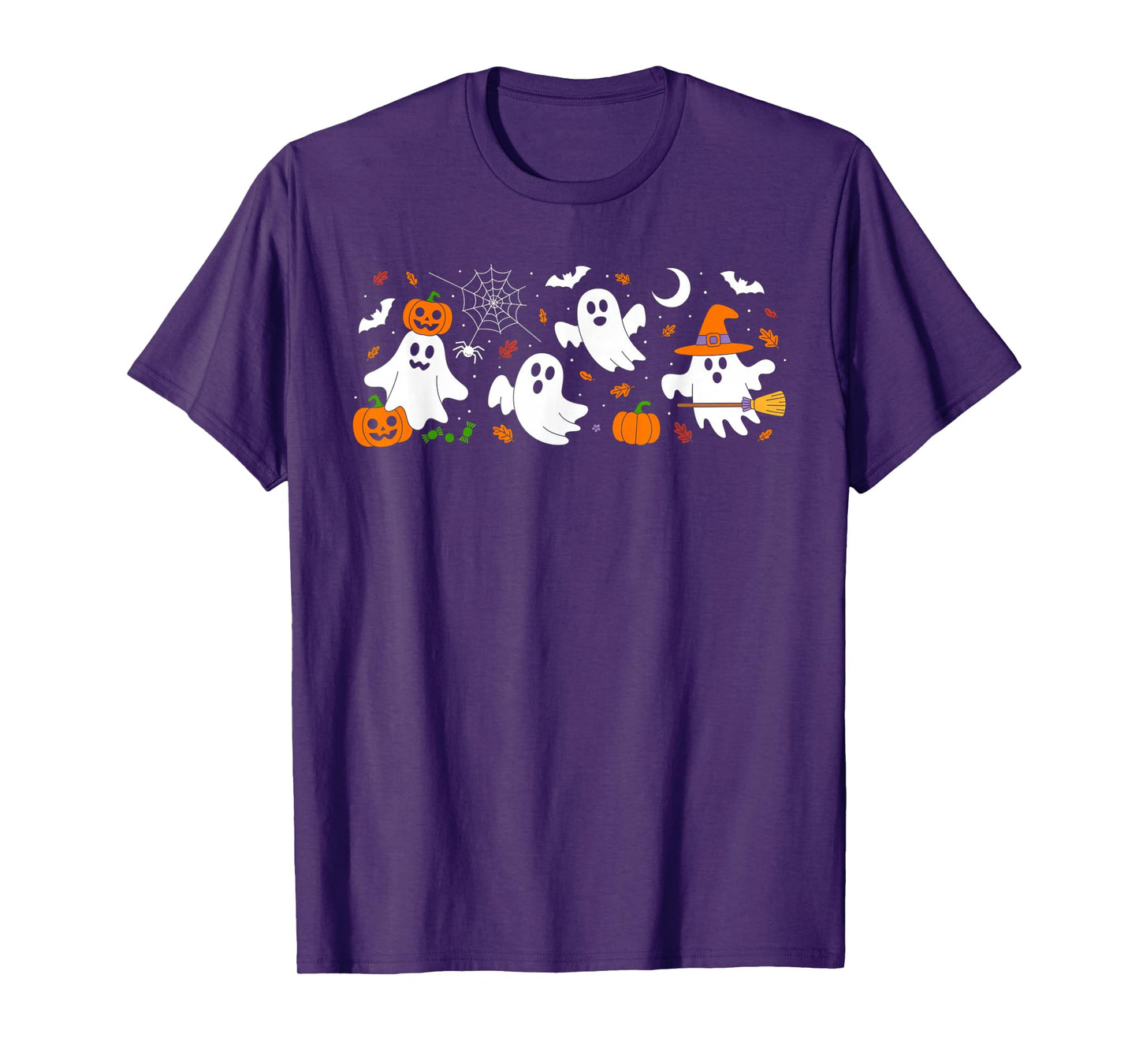 Cute Ghost Drinking Coffee Halloween Fall Ghost Book Reading T-Shirt