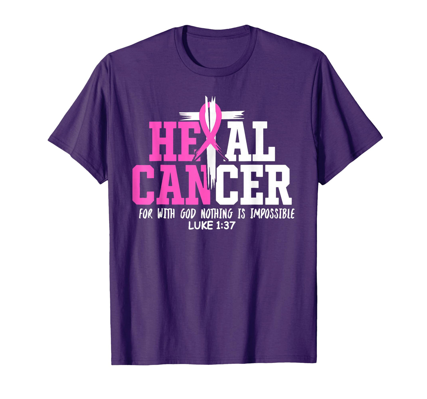 Heal Cancer Believe God Vintage Breast Cancer Awareness T-Shirt