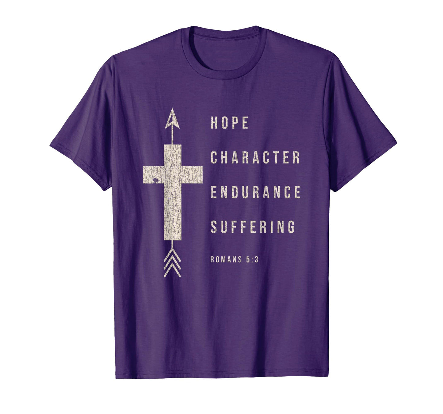 Vintage Hope Character Endurance Scripture Romans 5:3 Jesus T-Shirt