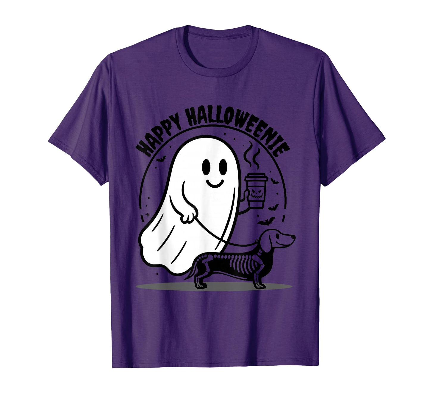 Happy Halloweenie Dachshund Ghost Funny Dog Lovers T-Shirt