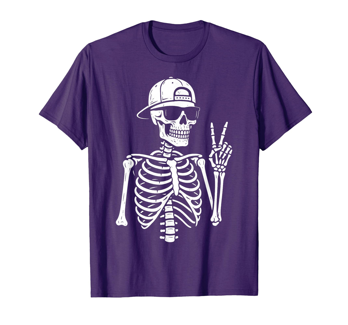 Skeleton Hand Peace Sign Retro Halloween Skeleton Hand Sign T-Shirt