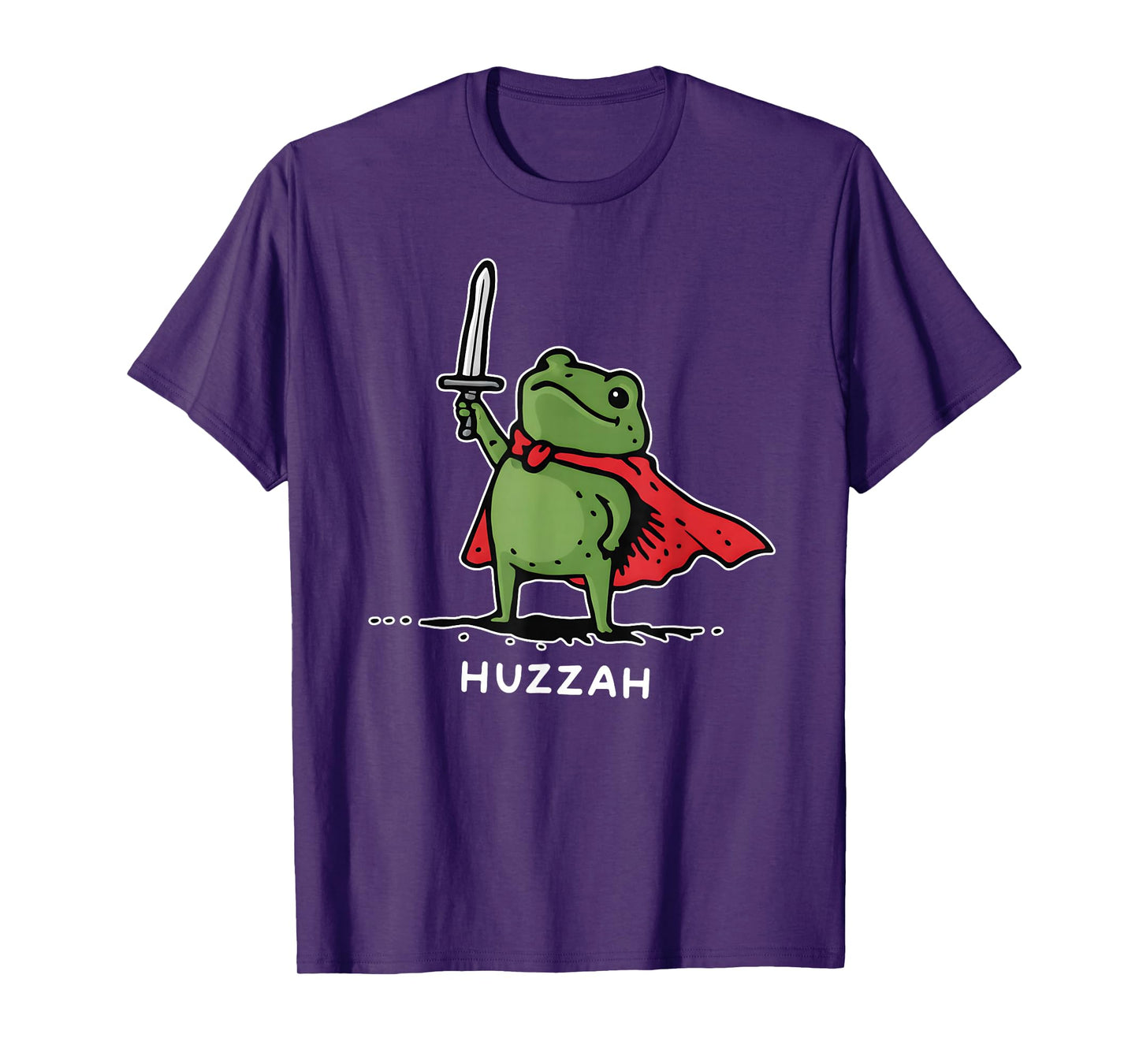Vintage Frogs Humor Huzzah Frog Knight Funny Sword Meme T-Shirt