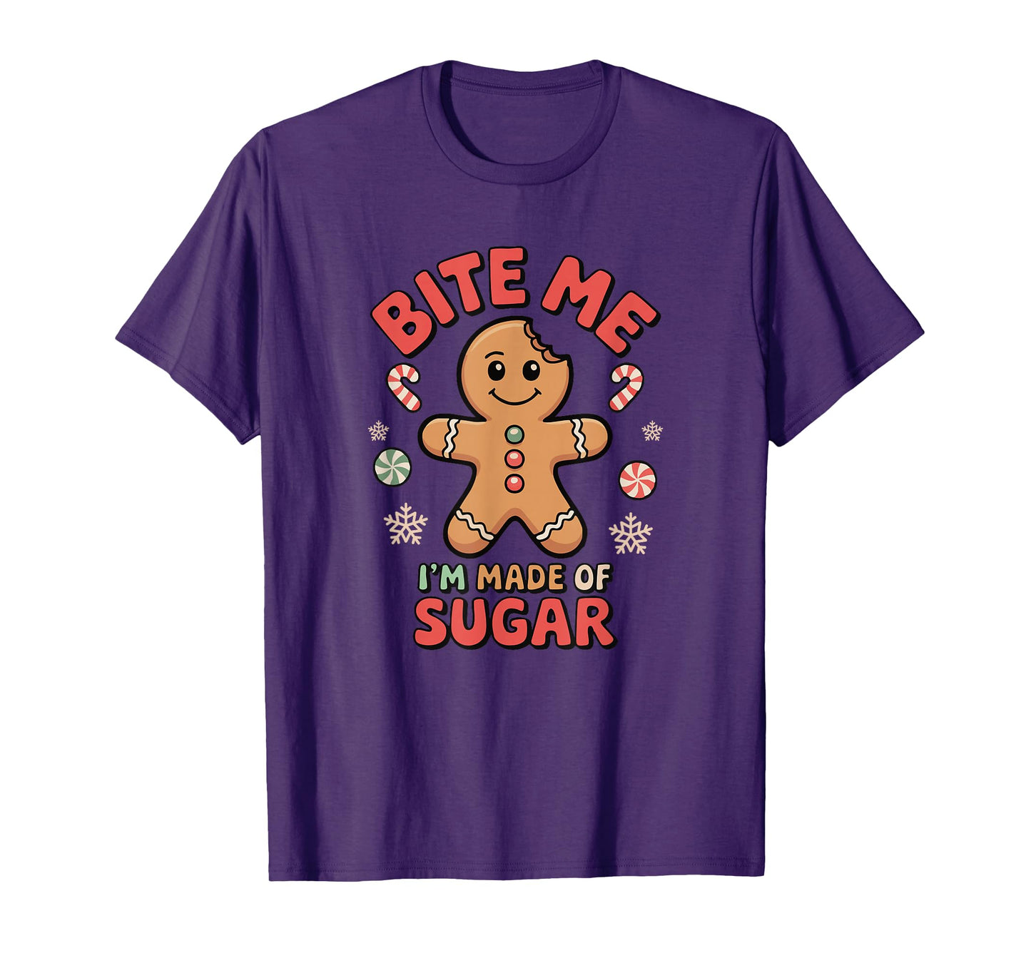 Funny Gingerbread Bite Me Holiday Cookie Pun Humor T-Shirt
