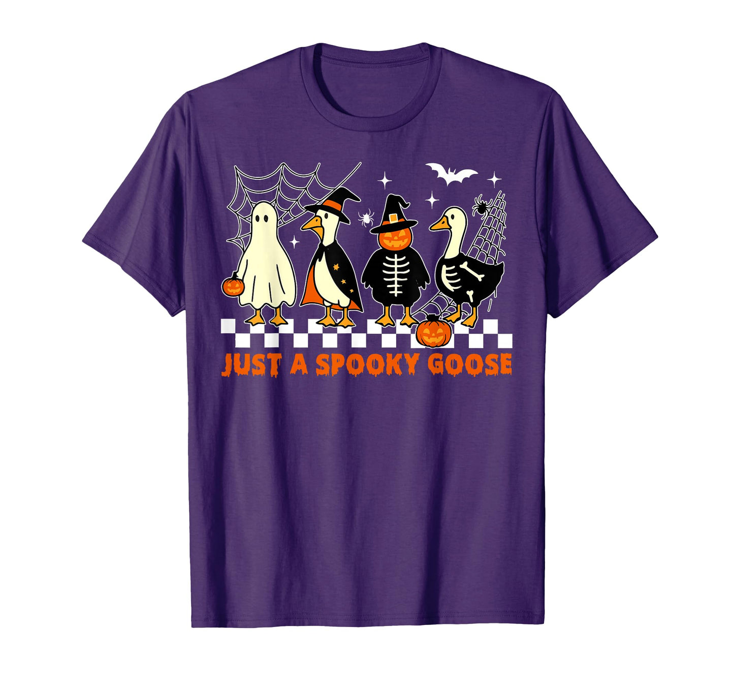 Spooky Goose Squad with Pumpkin, Witch, Skeleton and Ghost T-Shirt