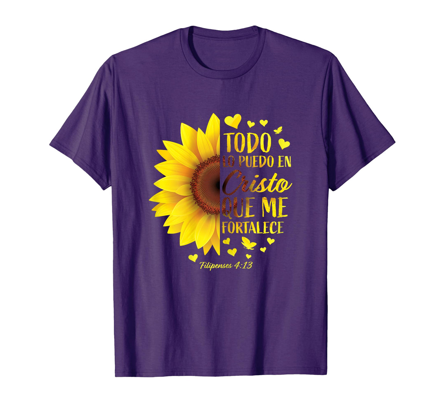 Christian Spanish Gift Women Religious Bible Verse Sunflower T-Shirt