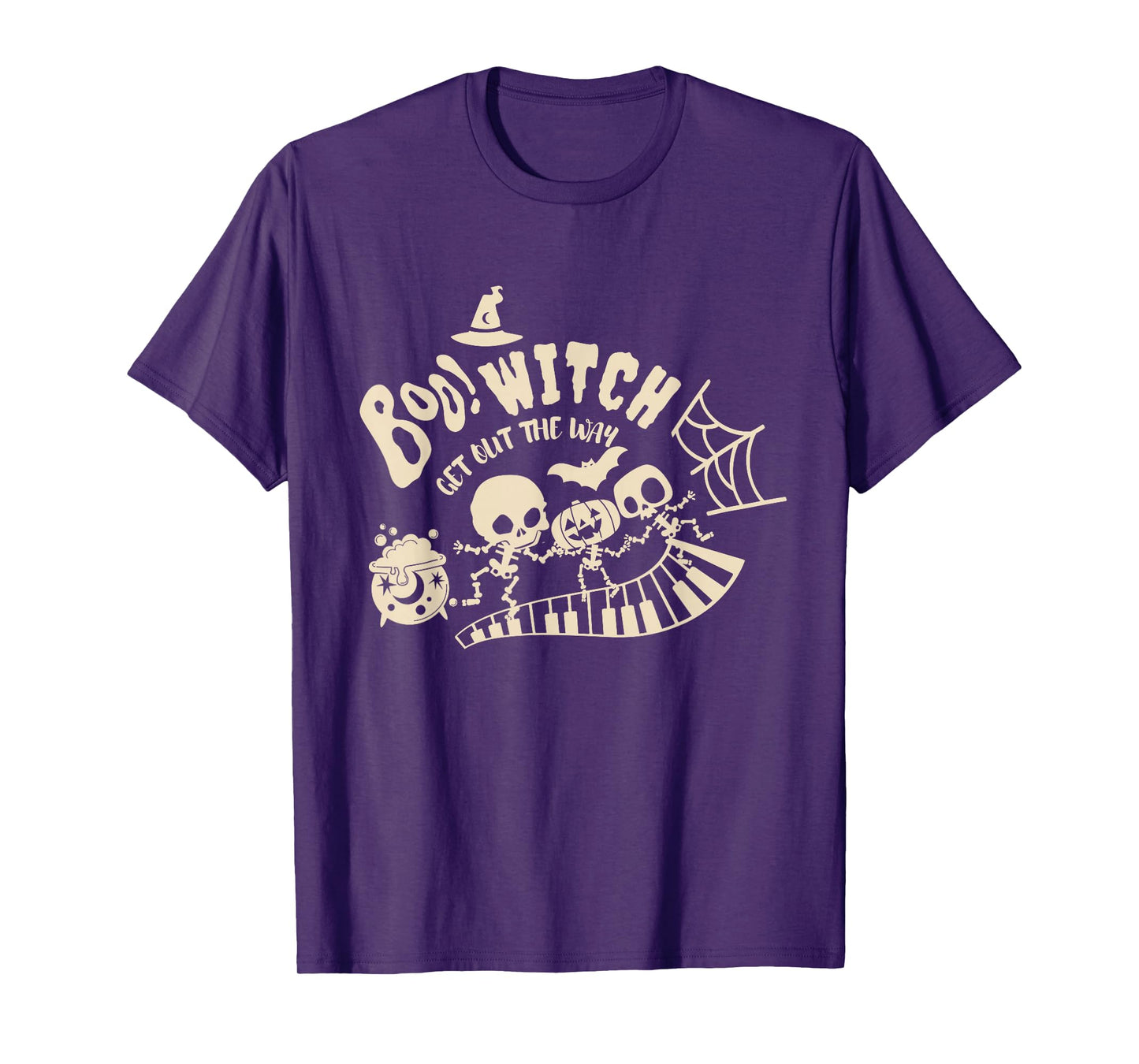 Boo Witch Get Out The Way Cute Skeleton Halloween Piano tee T-Shirt