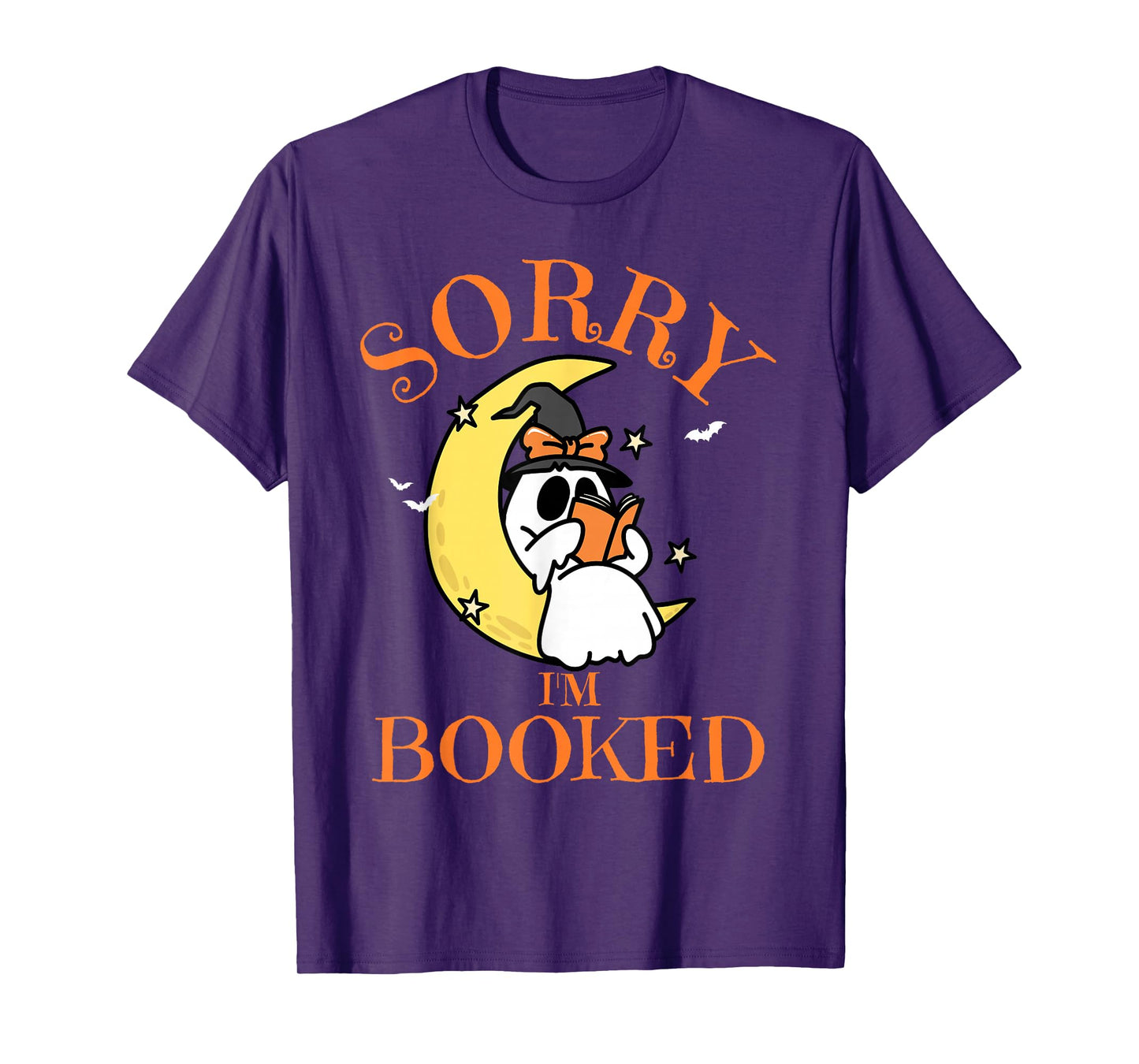 Sorry I'm Booked Ghost Reading Book Lover Teacher Halloween T-Shirt