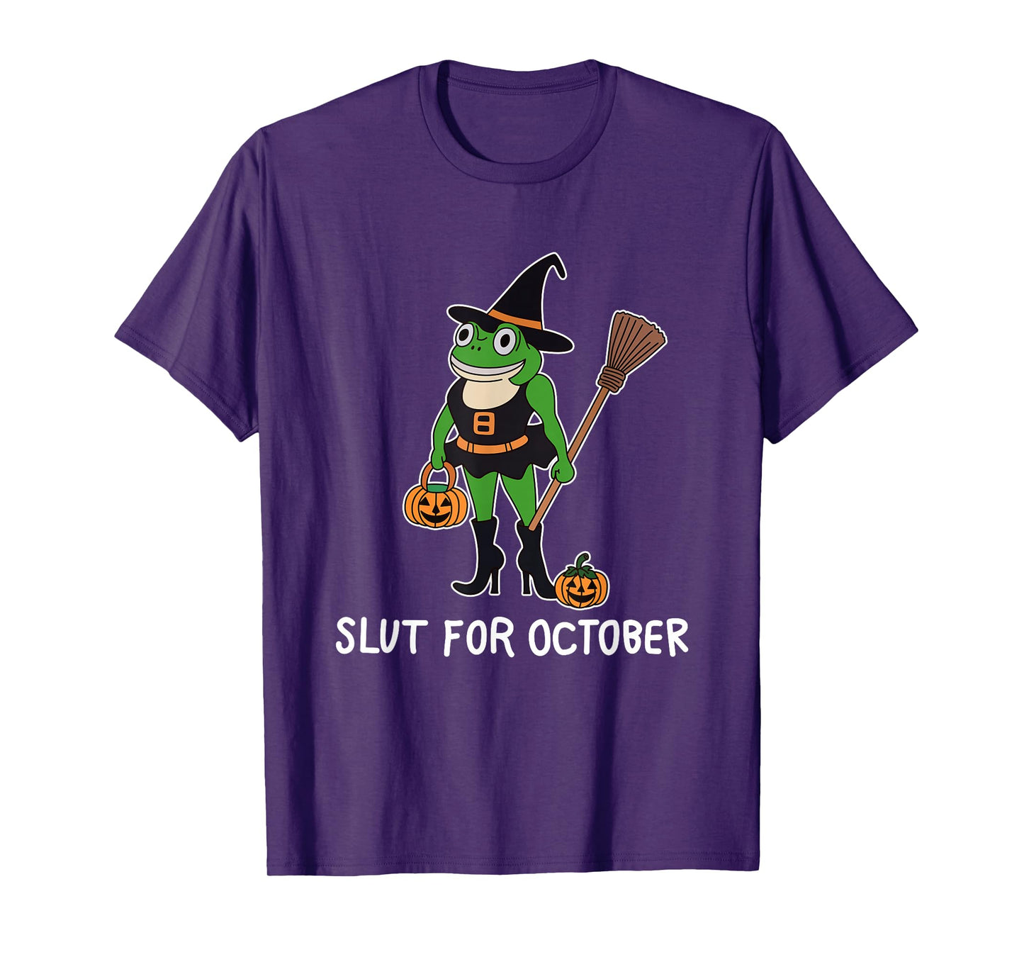 Slut for October Halloween Frog Wizard Frog Witch Frog Meme T-Shirt