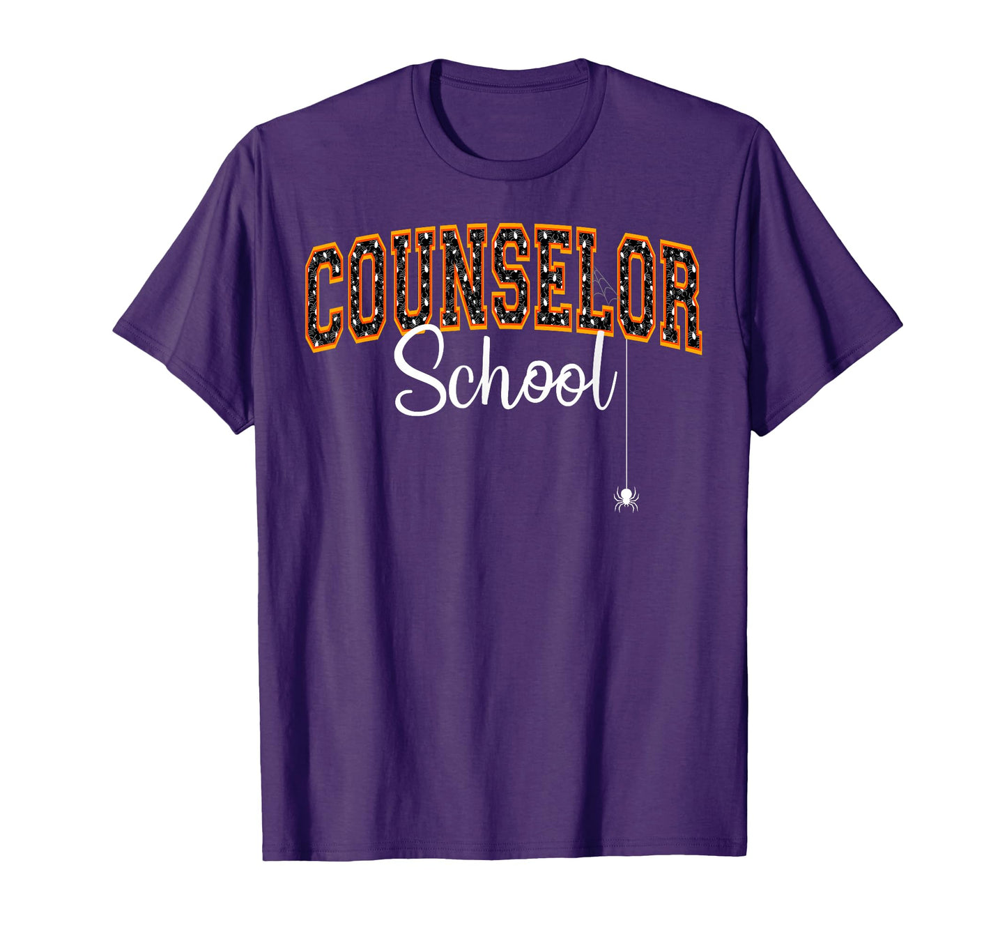 School Counselor Halloween Spiders Varsity Letters T-Shirt