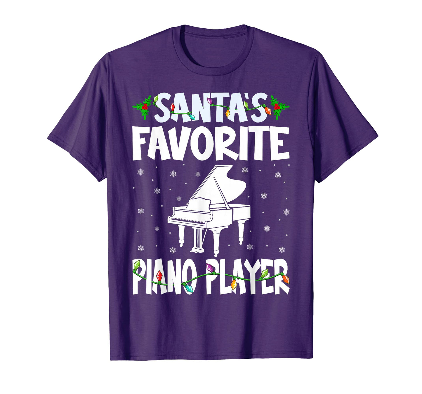 Santa's Favorite Piano Player Funny Christmas Pianist Gifts T-Shirt