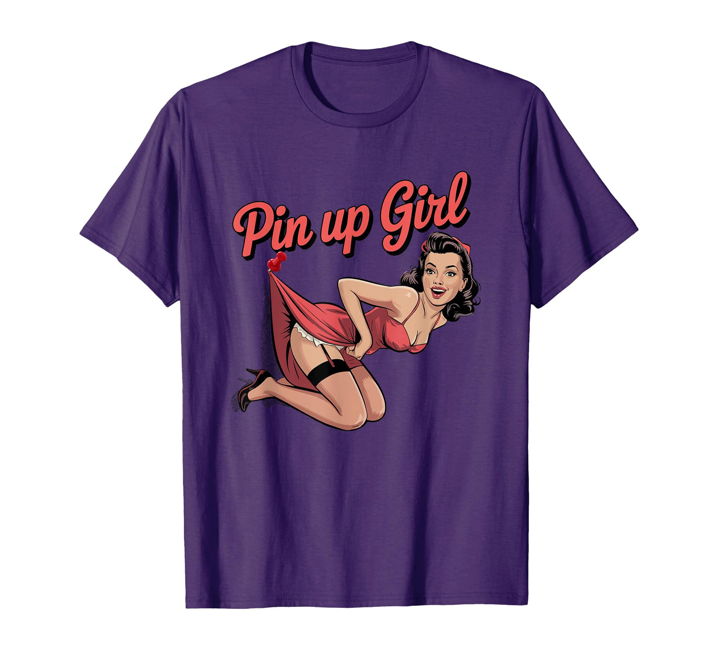 Retro Pin Up Girl Vintage Funny Rockabilly Style Art T-Shirt