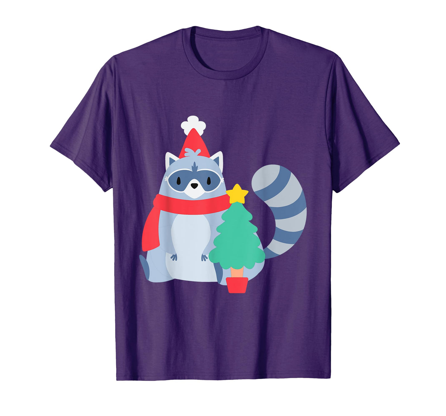 Ugly Christmas Raccoon Santa Xmas Tree Cute Happy Holidays T-Shirt