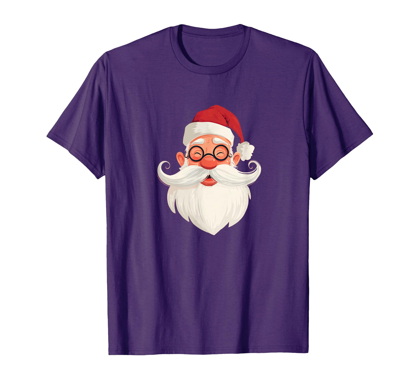 Funny Festive Mustache Beard Look with Santa T-Shirt