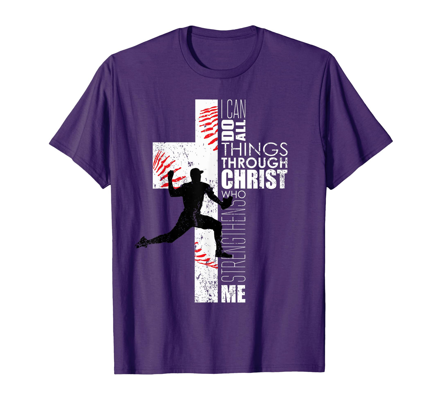 Christian Philippians 4:13 Kids Boys Cross Baseball Pitcher T-Shirt