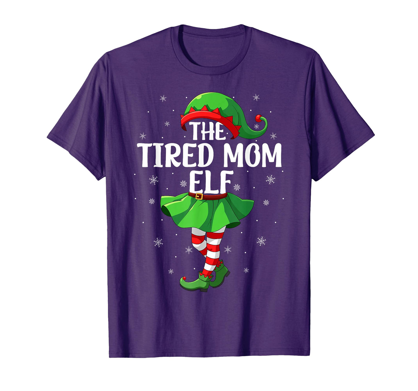 Tired Mom Elf Christmas Girls Women Elf Squad Xmas Family T-Shirt