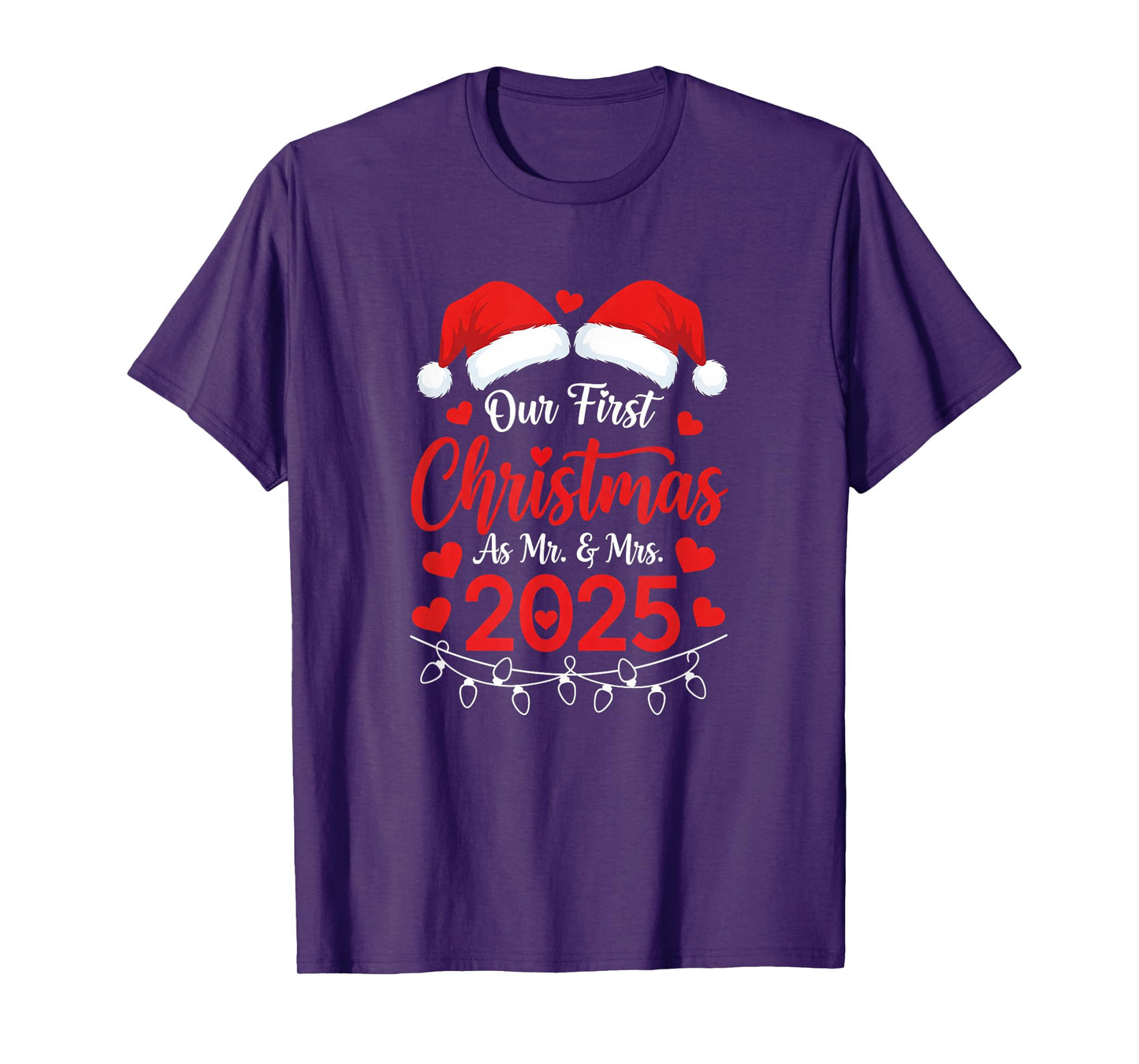 Our First Christmas As Mr Mrs 2025 Married Couples Matching T-Shirt